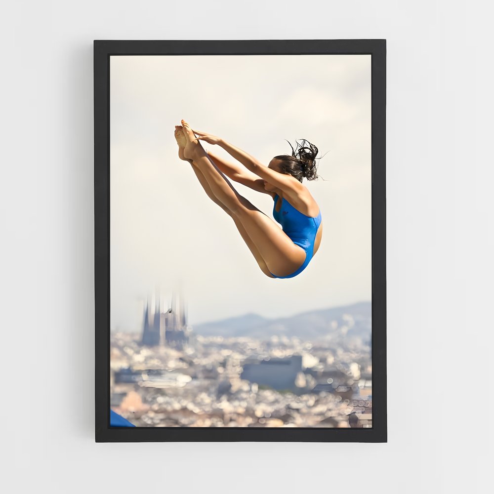 Poster Olympics de diving – affiche Plongeon depuis une plateforme (vue 2)